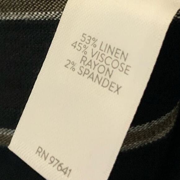 J Jill Linen Trouser Pants Women L Wide Leg Elastic Waist Belted Striped Casual - Picture 9 of 10